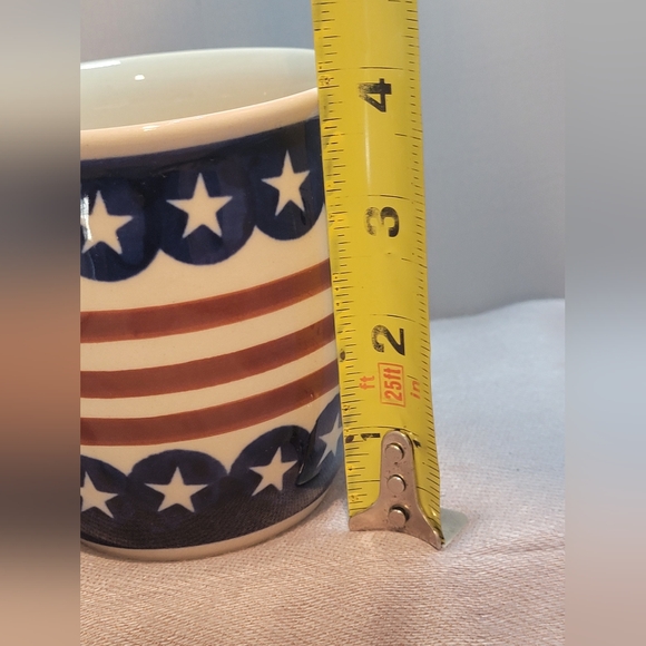 Flag Design Coffee Cup/Mug,Stars and Stripes, Handmade in Poland Pottery - Picture 6 of 7